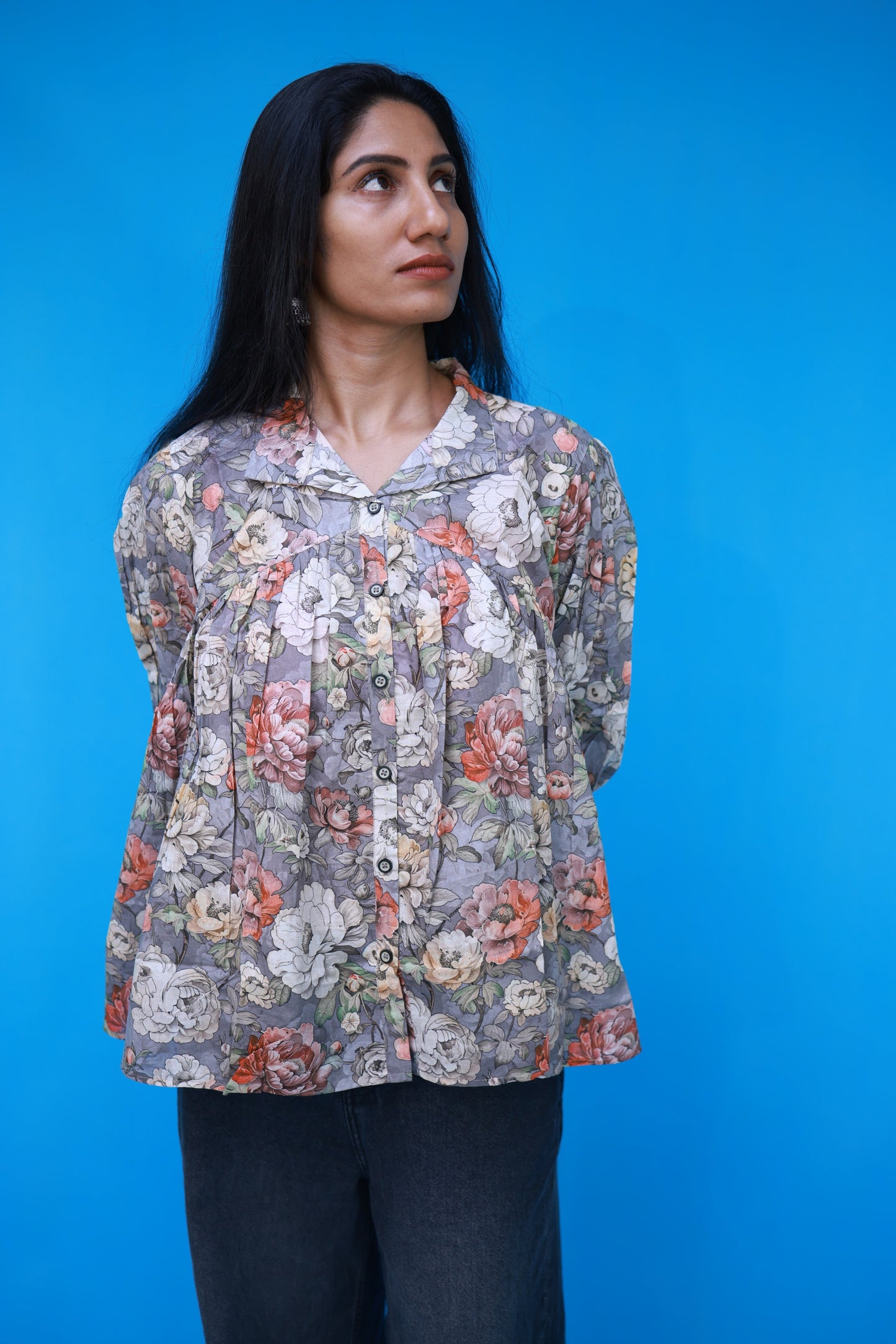 Gathered Shirt - Grey