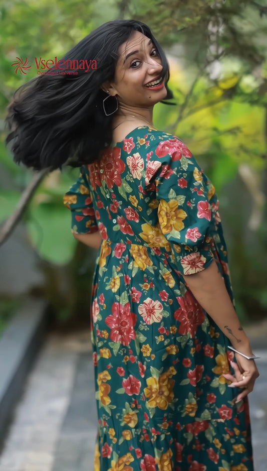 Blind Tuck Dress - Green