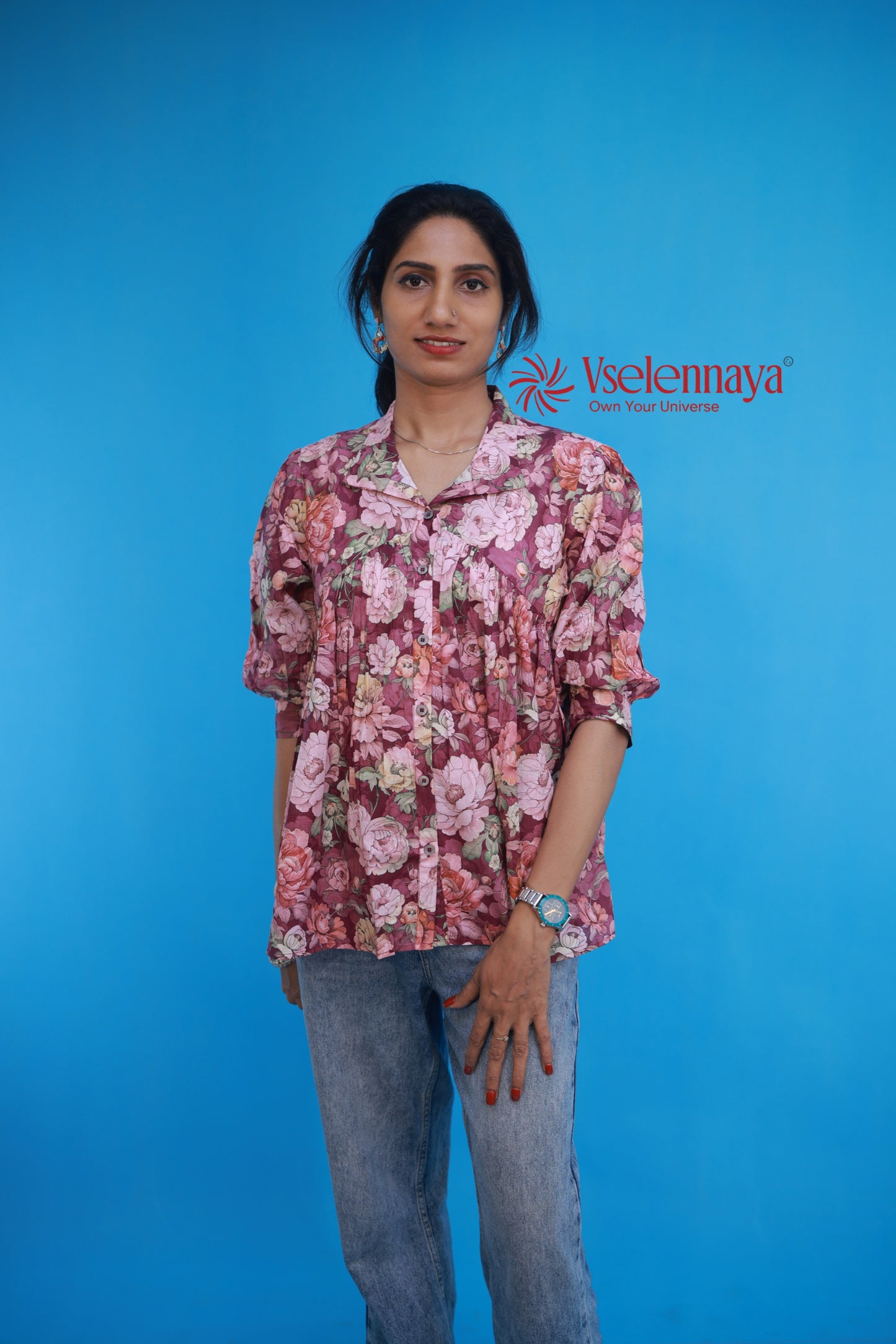 Gathered Shirt - Deep Mulberry Plum
