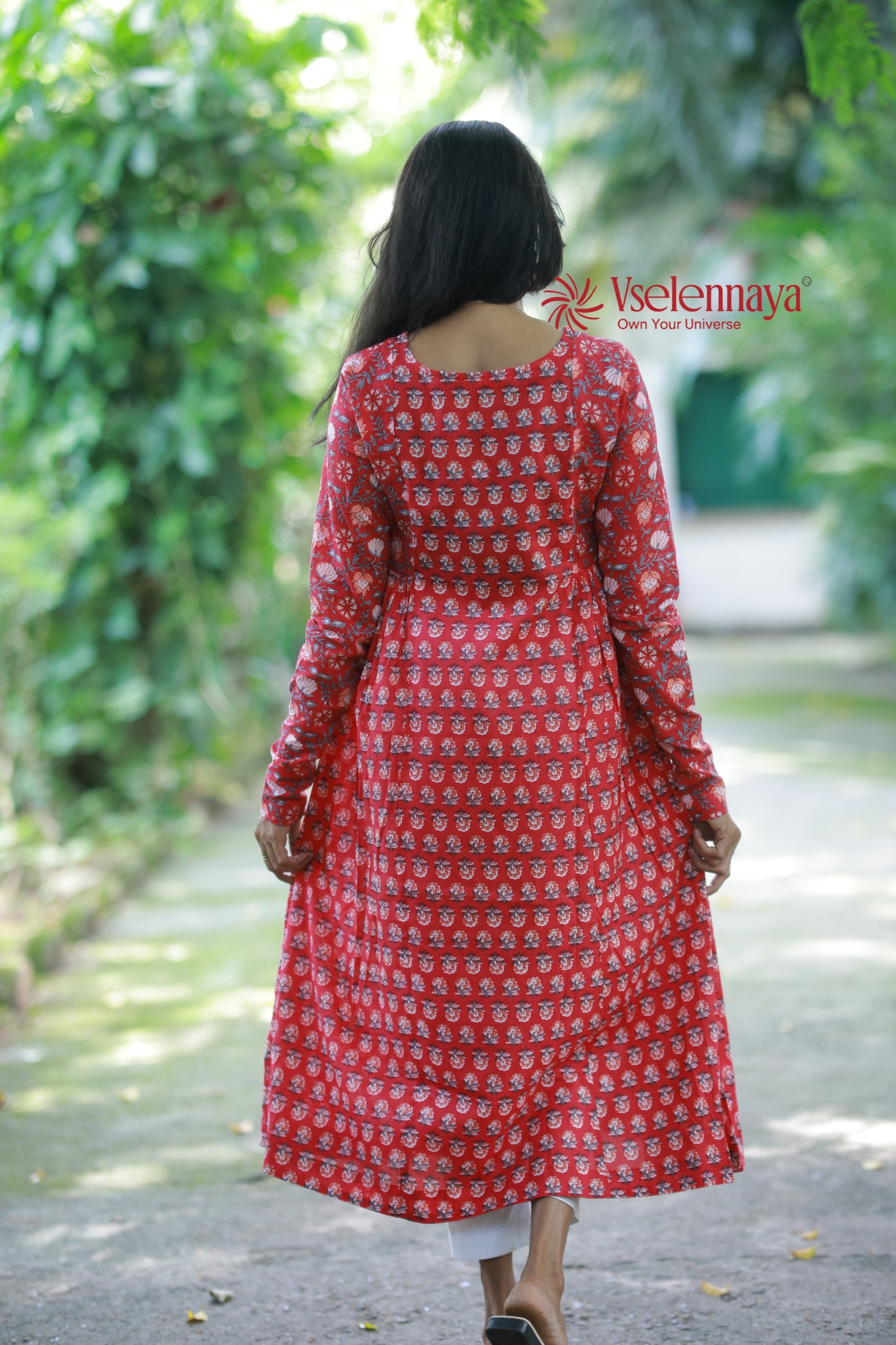 2 in 1 Full Sleeve Dress - Crimson Red