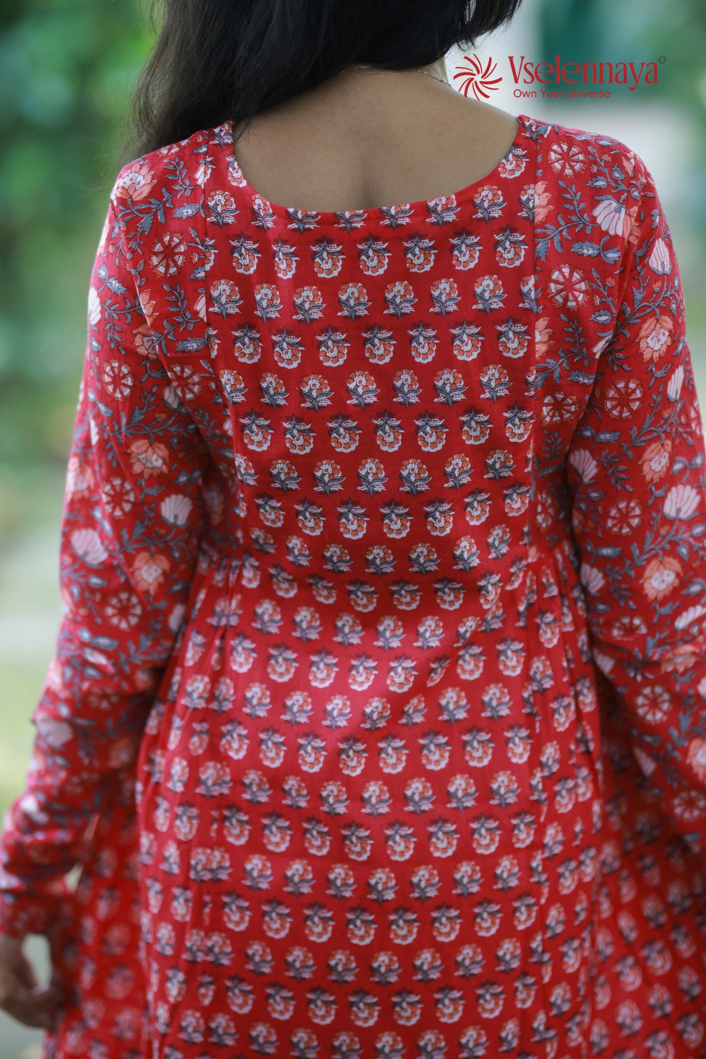 2 in 1 Full Sleeve Dress - Crimson Red