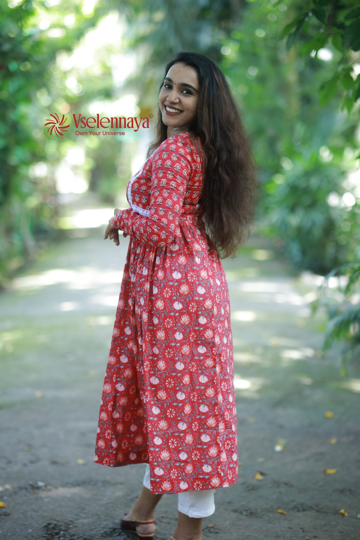 2 in 1 Full Sleeve Dress - Crimson Red