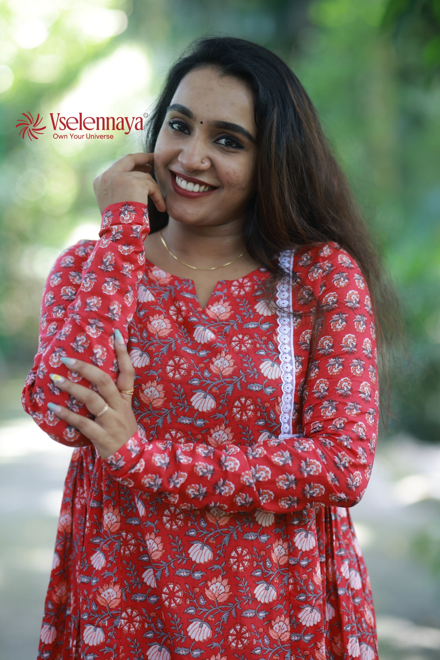2 in 1 Full Sleeve Dress - Crimson Red