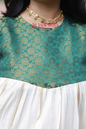 Hemam -Emerald Green with Off-White with Gold Vertical Zari stripes(Onam Special Limited Design)