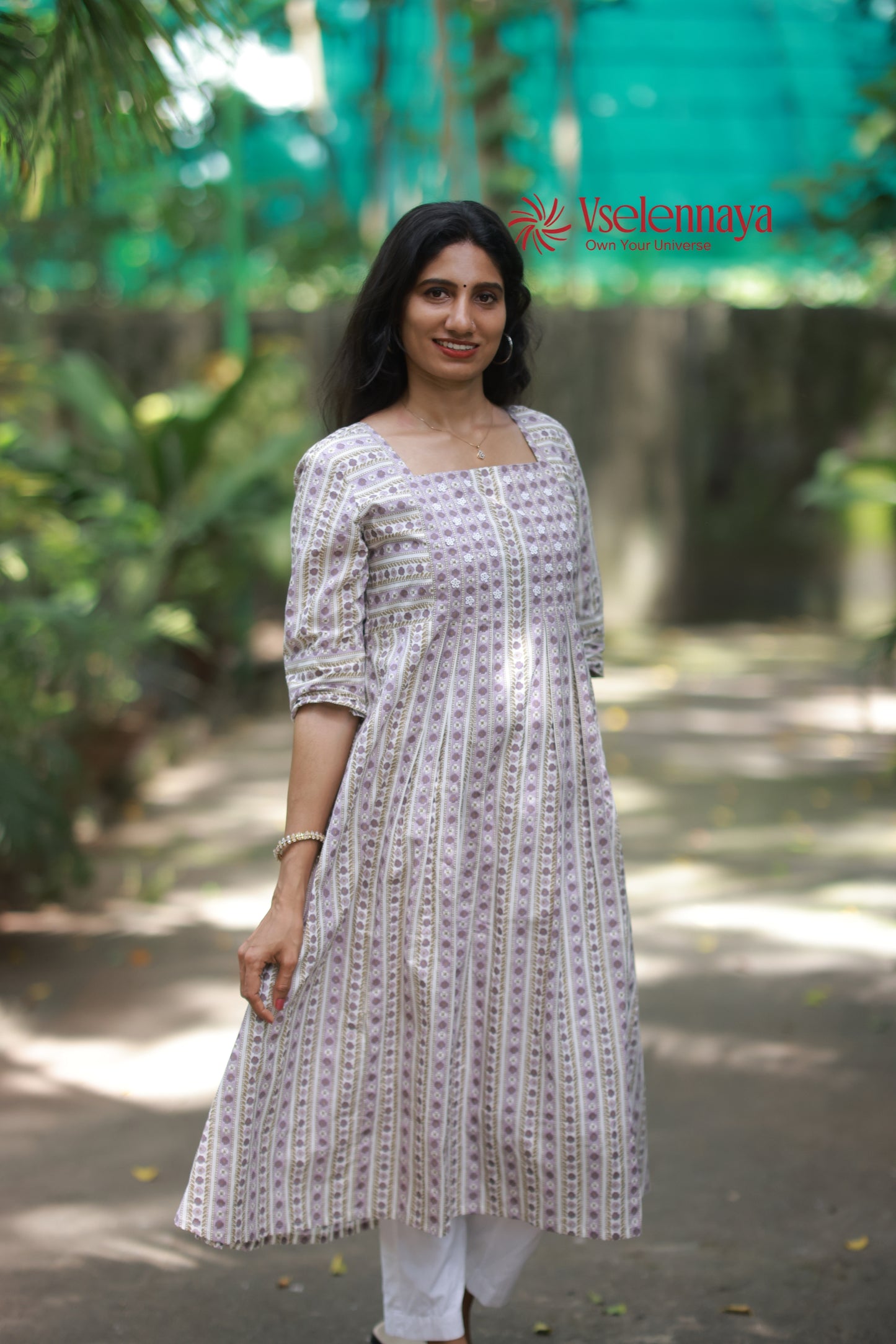 Flora Dot Dress-Muted Dusty Lavender with Ivory