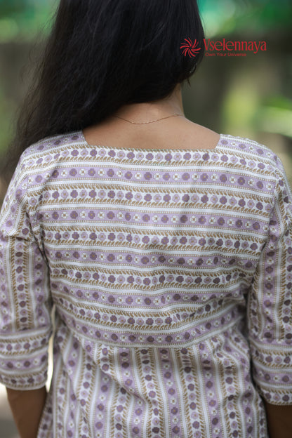 Flora Dot Dress-Muted Dusty Lavender with Ivory