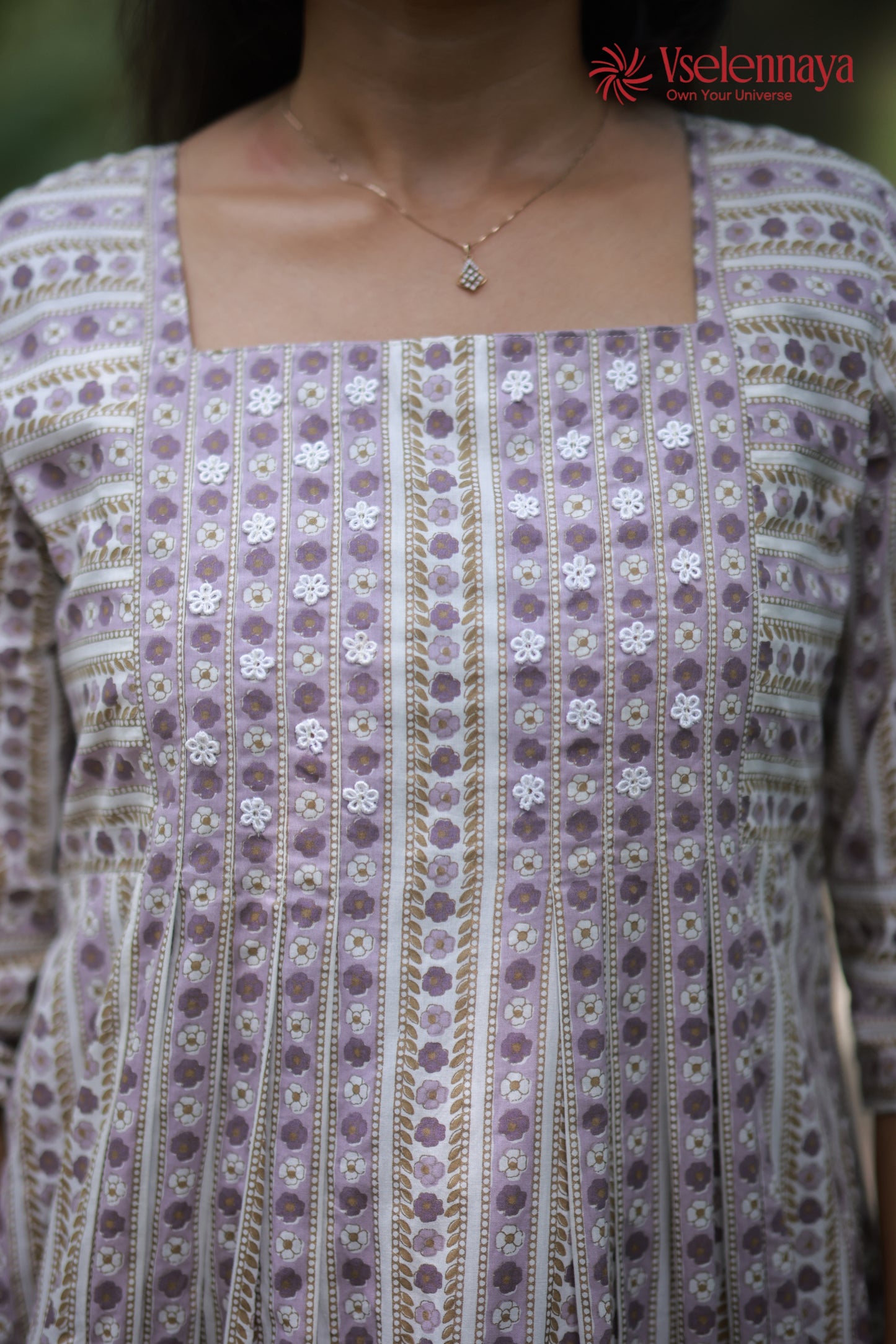 Flora Dot Dress-Muted Dusty Lavender with Ivory