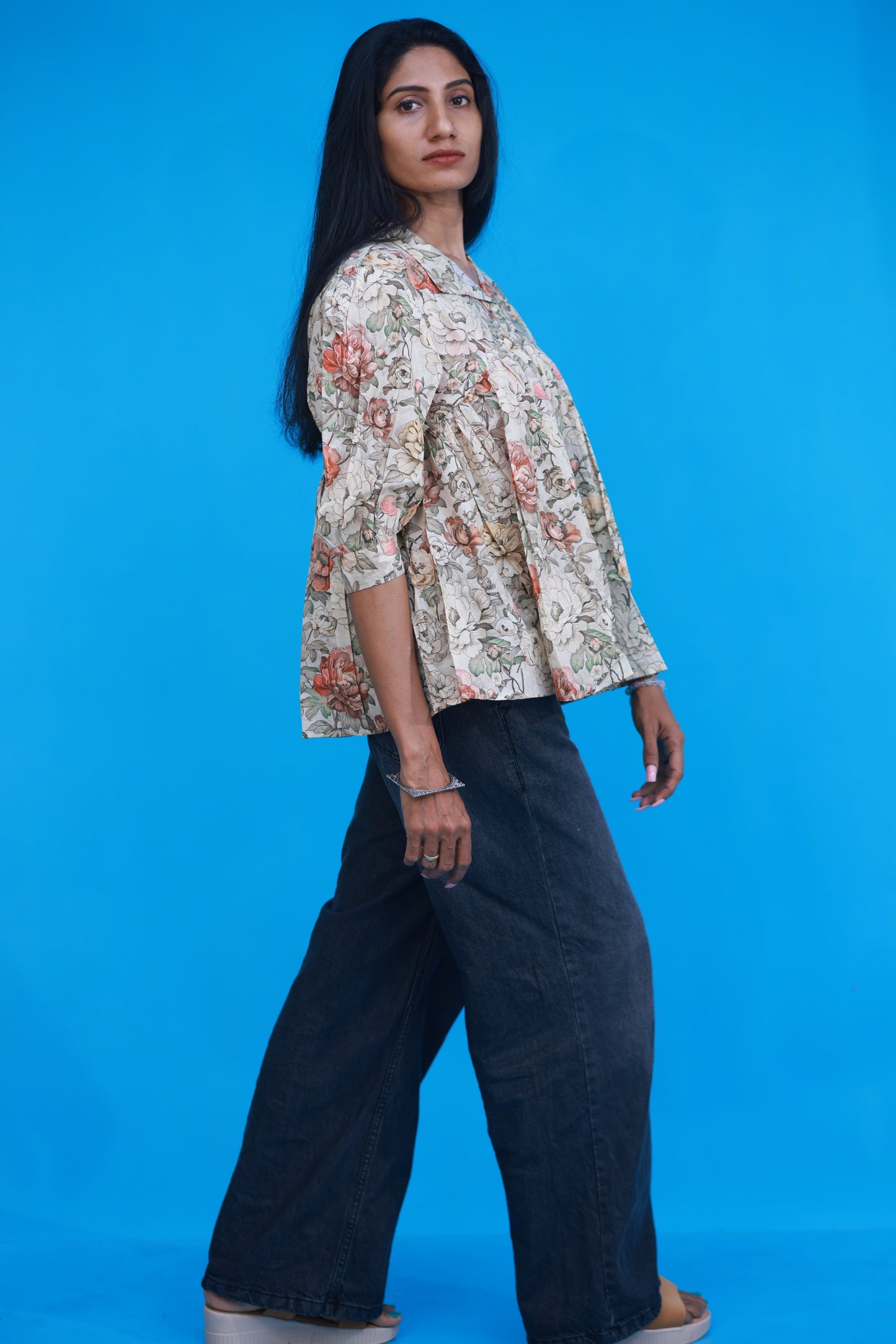 Gathered Shirt - Beige