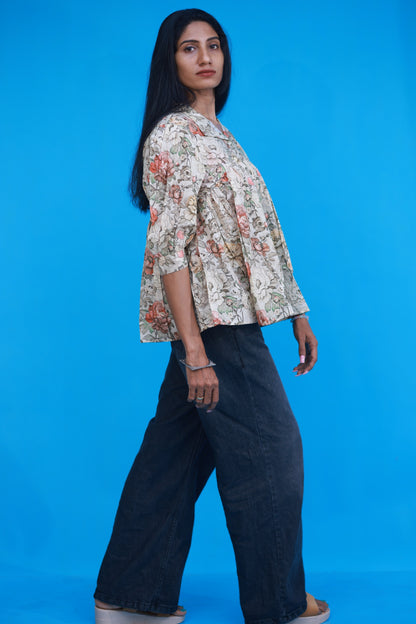 Gathered Shirt - Beige