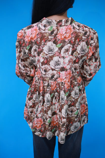Gathered Shirt - Coffee Brown