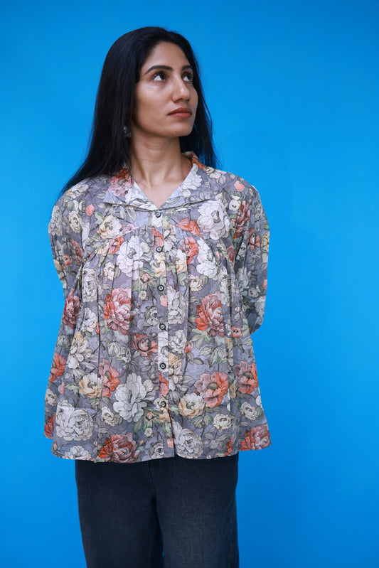Gathered Shirt - Grey