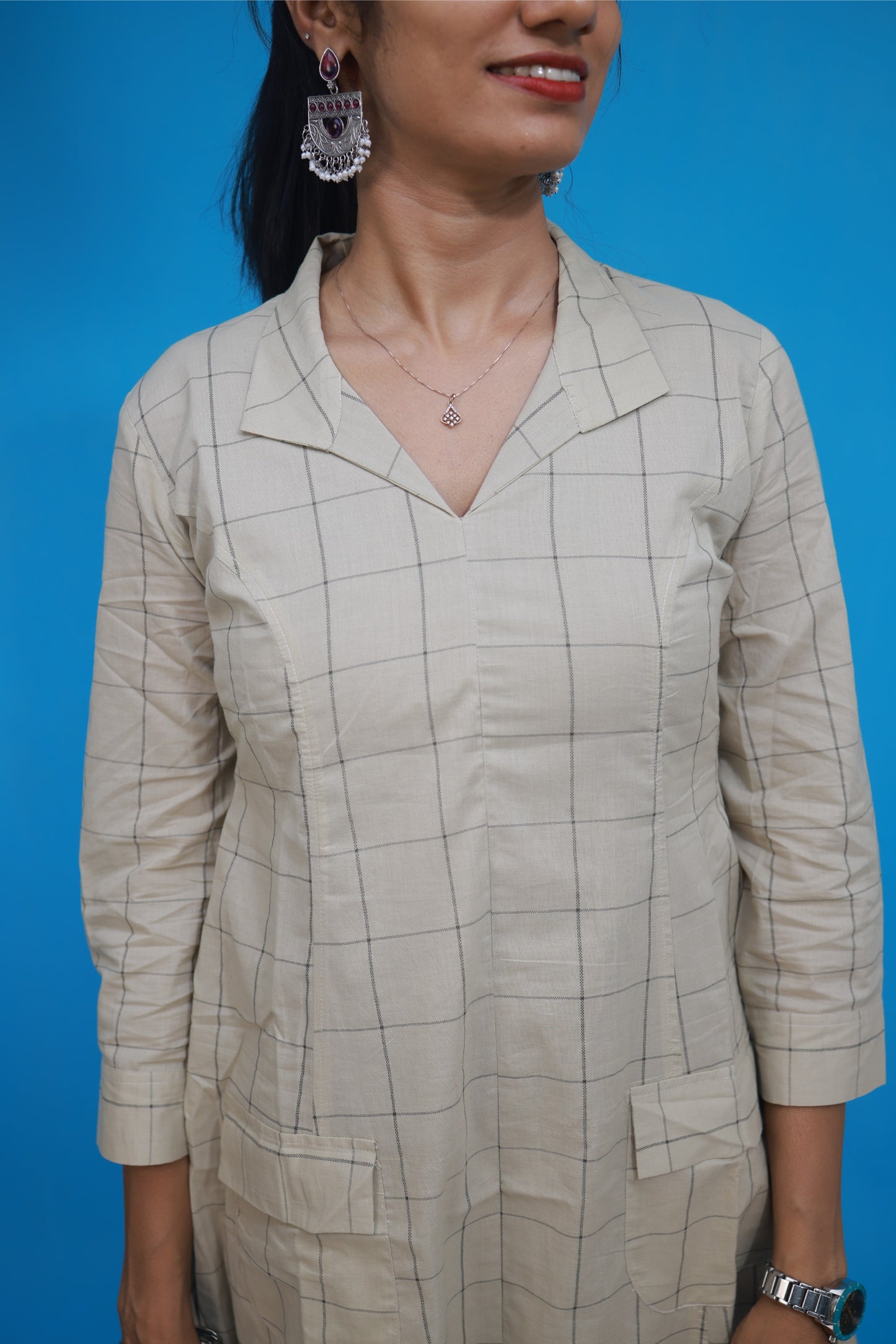 Cotton A-Line Dress - Soft Ivary