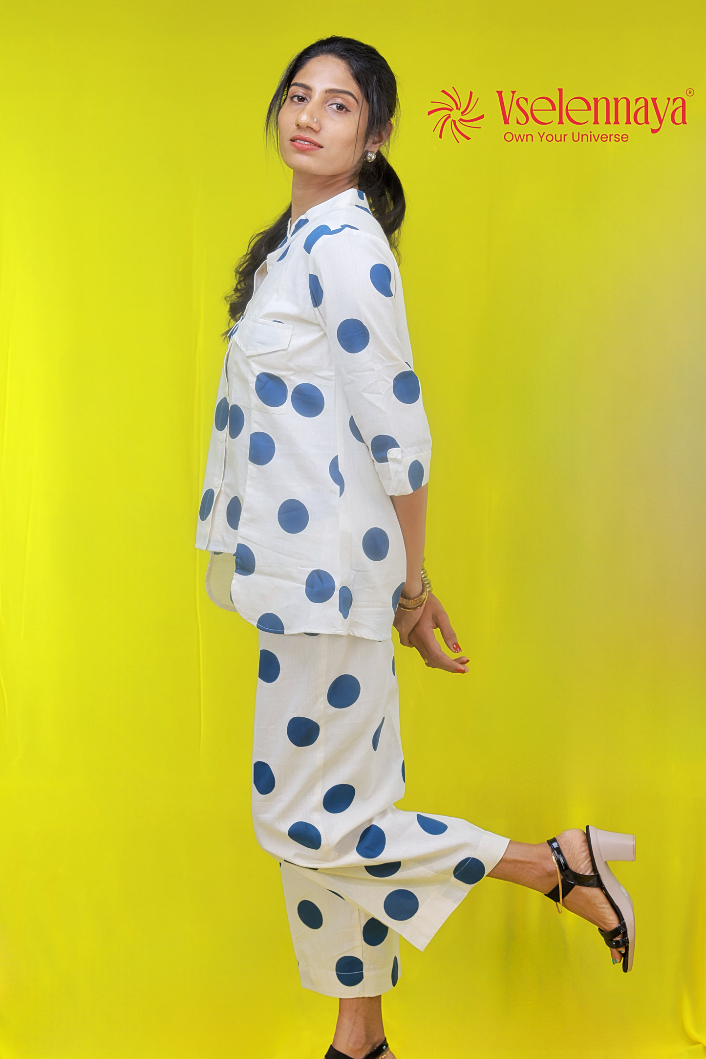 Polka Co-Ord set - Dark Blue