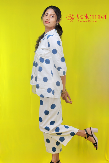 Polka Co-Ord set - Dark Blue