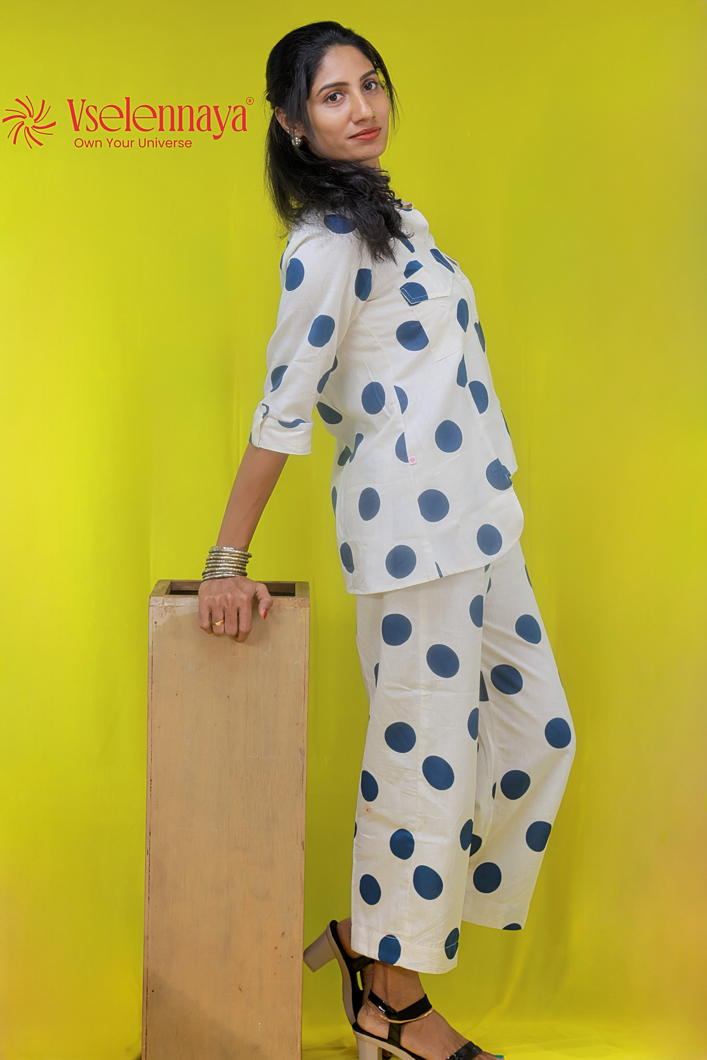 Polka Co-Ord set - Dark Blue