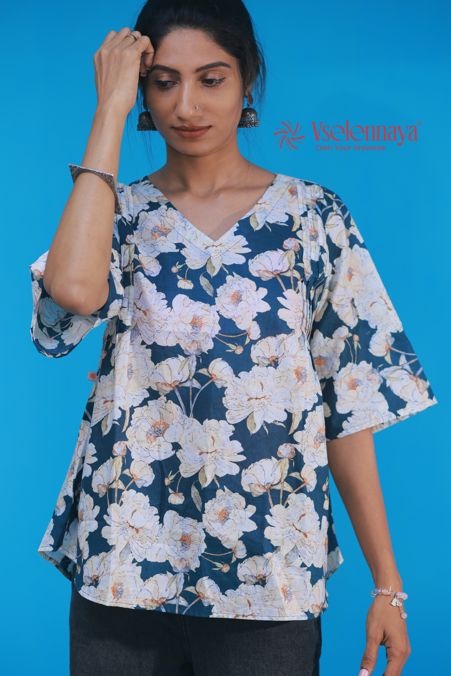 Cotton Short Top - Dark Teal Blue