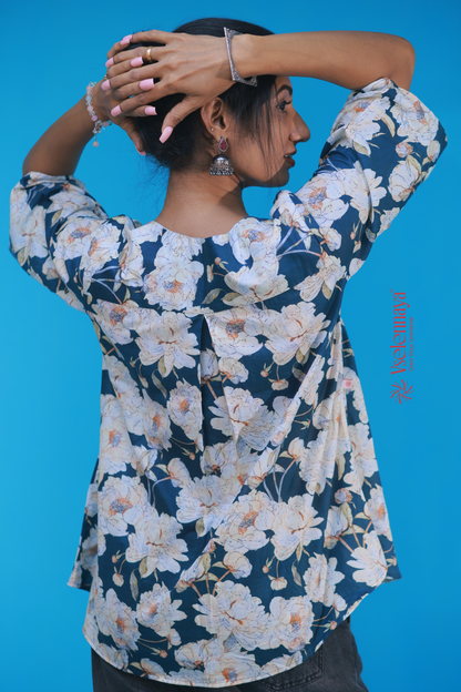 Cotton Short Top - Dark Teal Blue