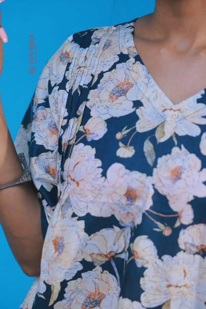 Cotton Short Top - Dark Teal Blue