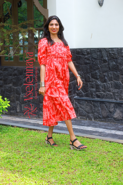 Blind Tuck Dress - Red