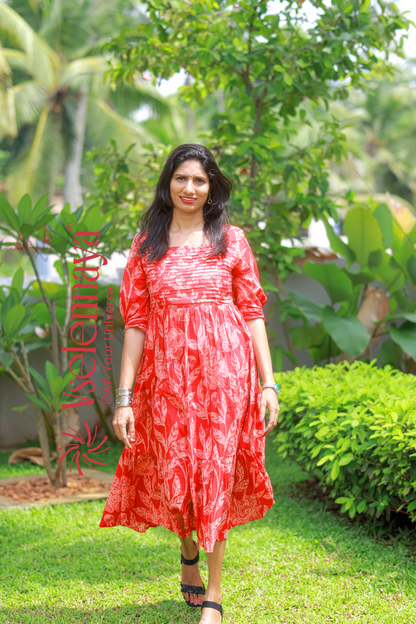 Blind Tuck Dress - Red