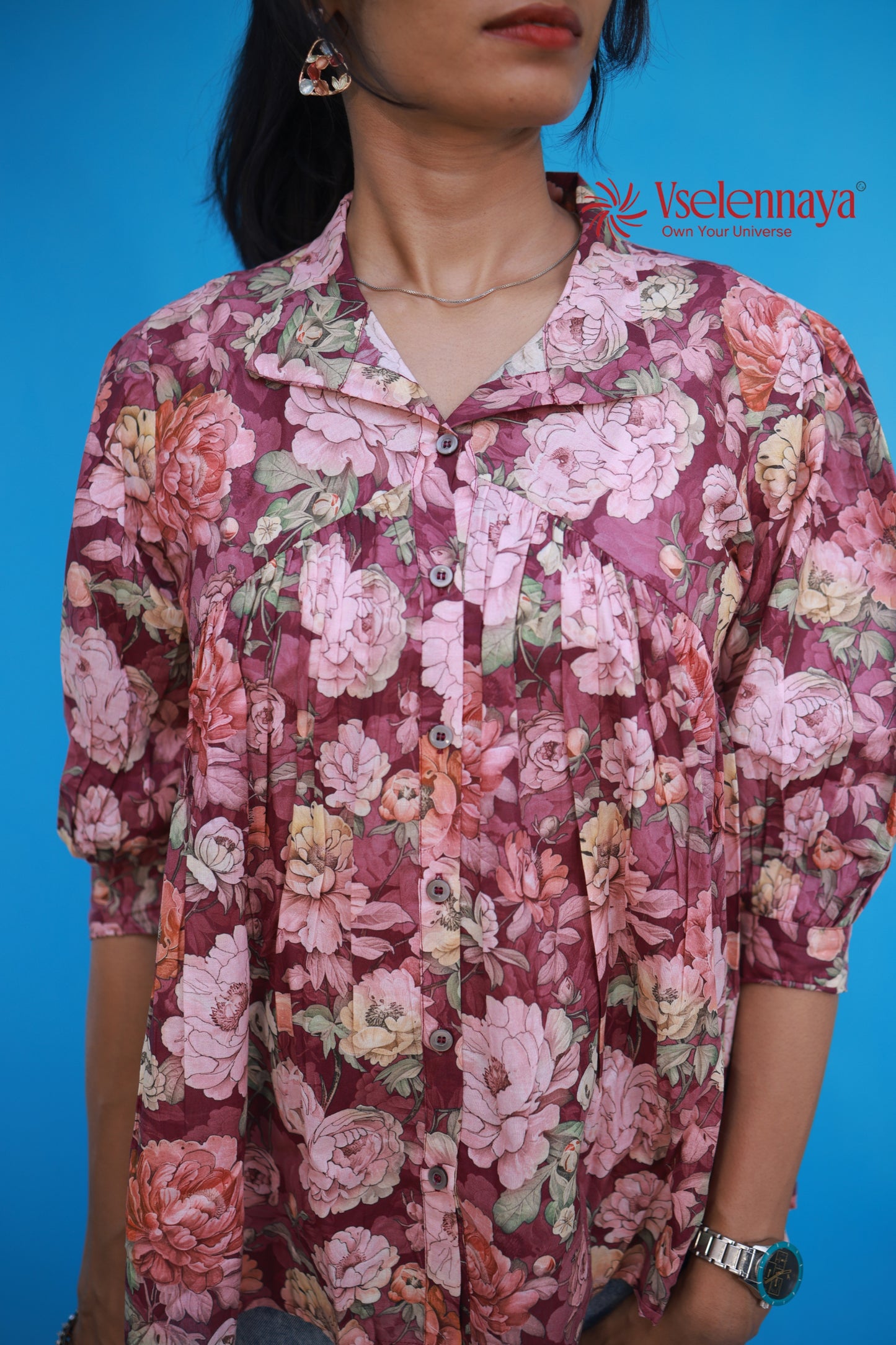 Gathered Shirt - Deep Mulberry Plum