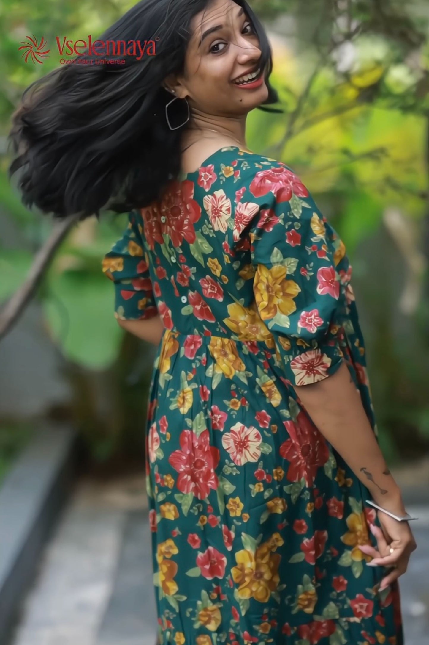 Blind Tuck Dress - Green