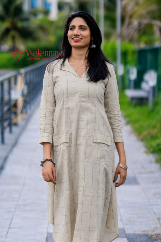 Cotton A-Line Dress - Soft Ivary