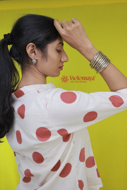 Polka Co-Ord set - Maroon Red