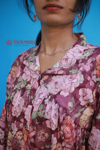 Gathered Shirt - Deep Mulberry Plum