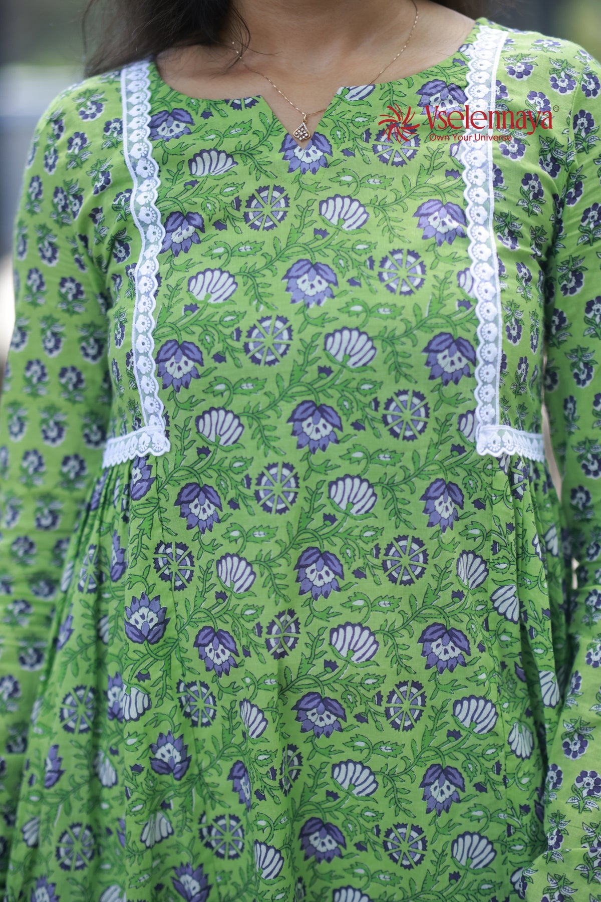 2 in 1 Full Sleeve Dress - Apple Green