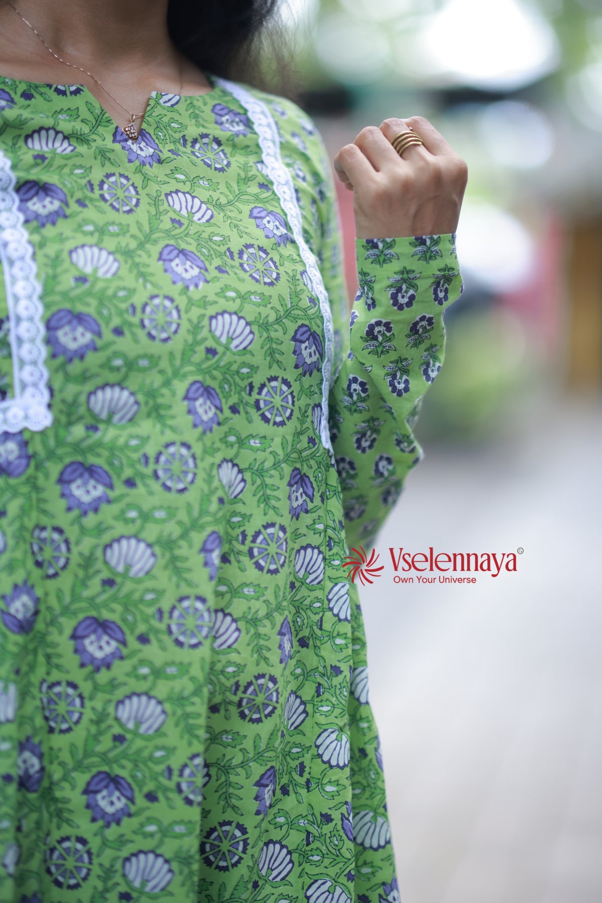 2 in 1 Full Sleeve Dress - Apple Green