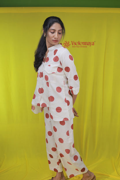 Polka Co-Ord set - Maroon Red
