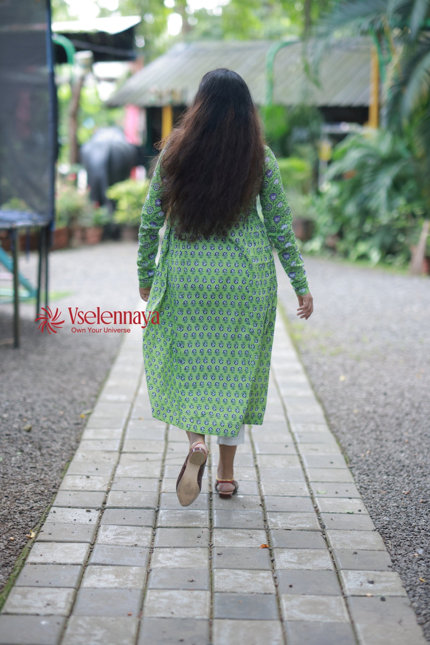 2 in 1 Full Sleeve Dress - Apple Green