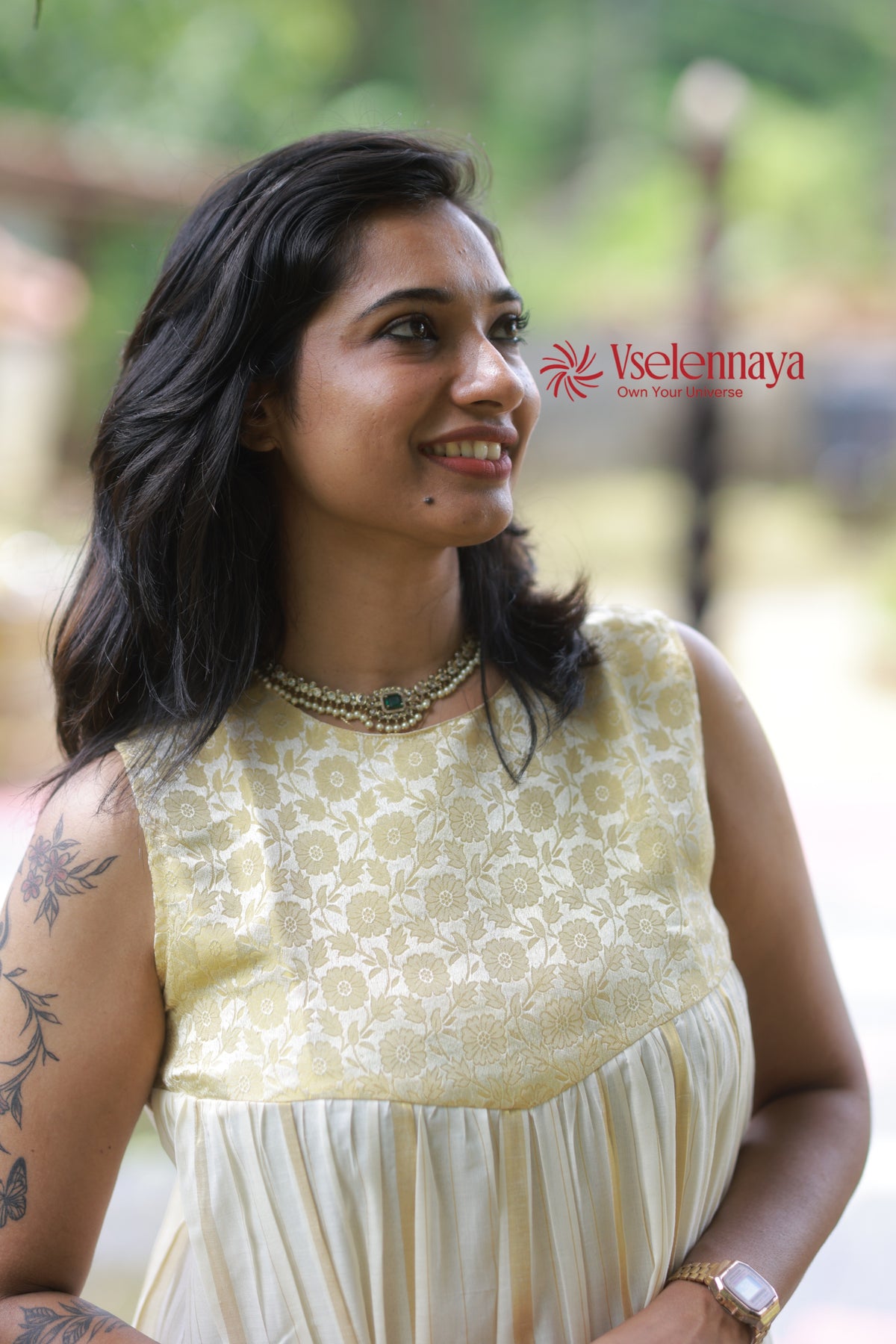 Hemam -Butter Yellow with Off-White with Gold Vertical Zari stripes(Onam Special Limited Design)