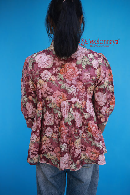 Gathered Shirt - Deep Mulberry Plum
