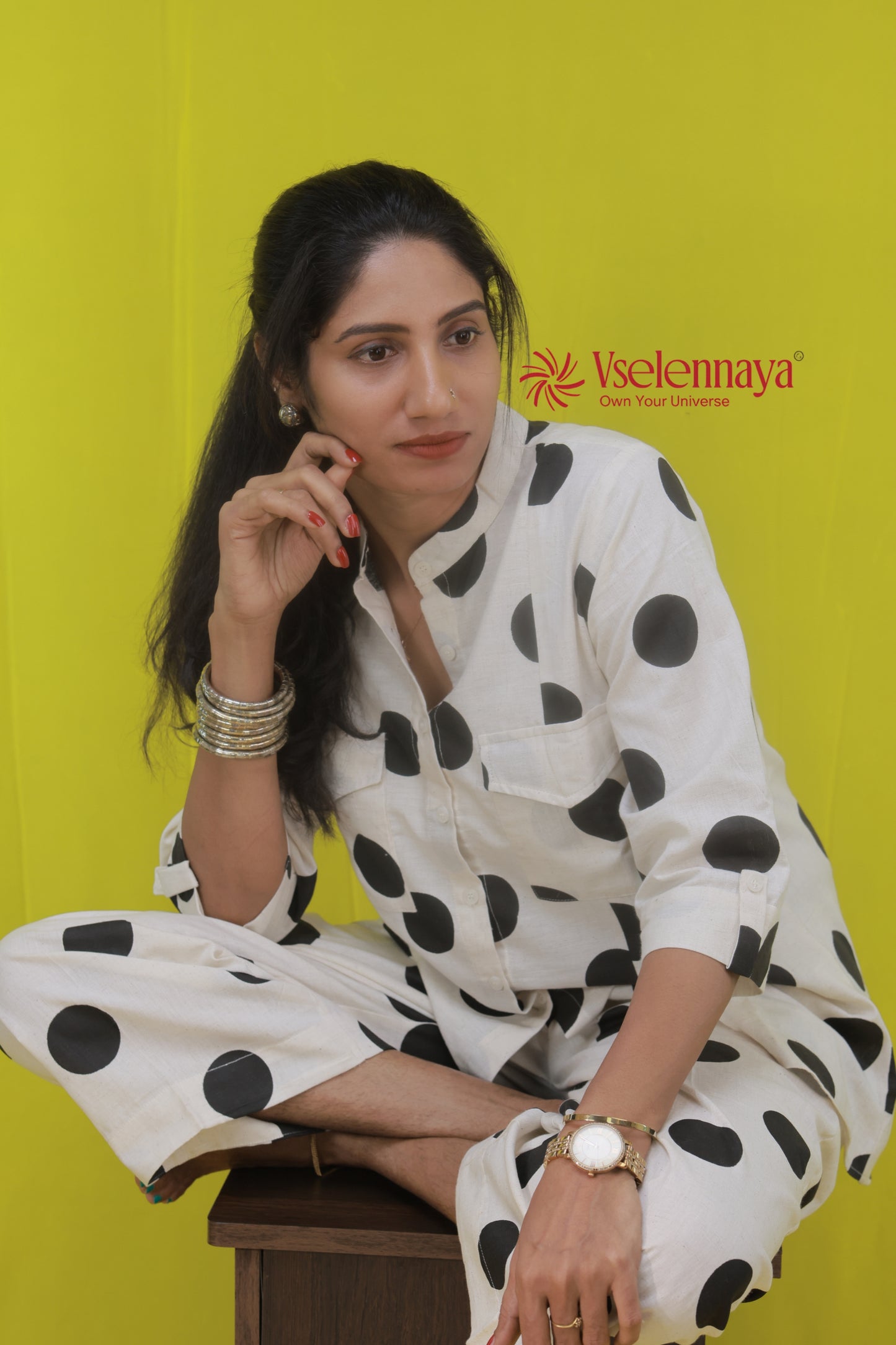 Polka Co-Ord set - Black