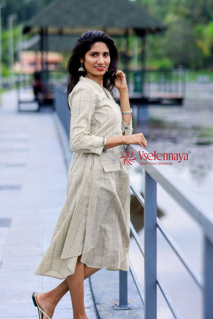 Cotton A-Line Dress - Soft Ivary
