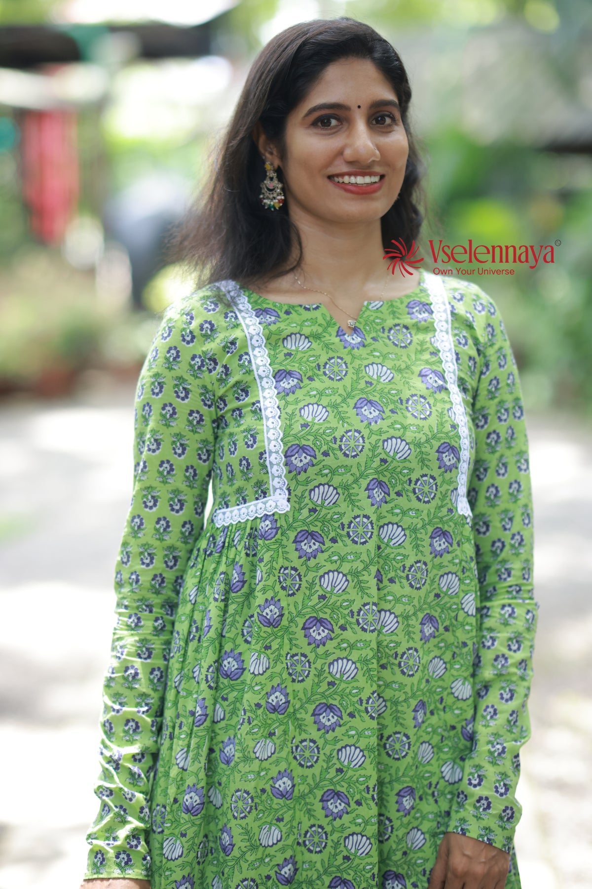 2 in 1 Full Sleeve Dress - Apple Green