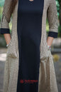 Patch Pocket A-Line Dress - Beige & Black