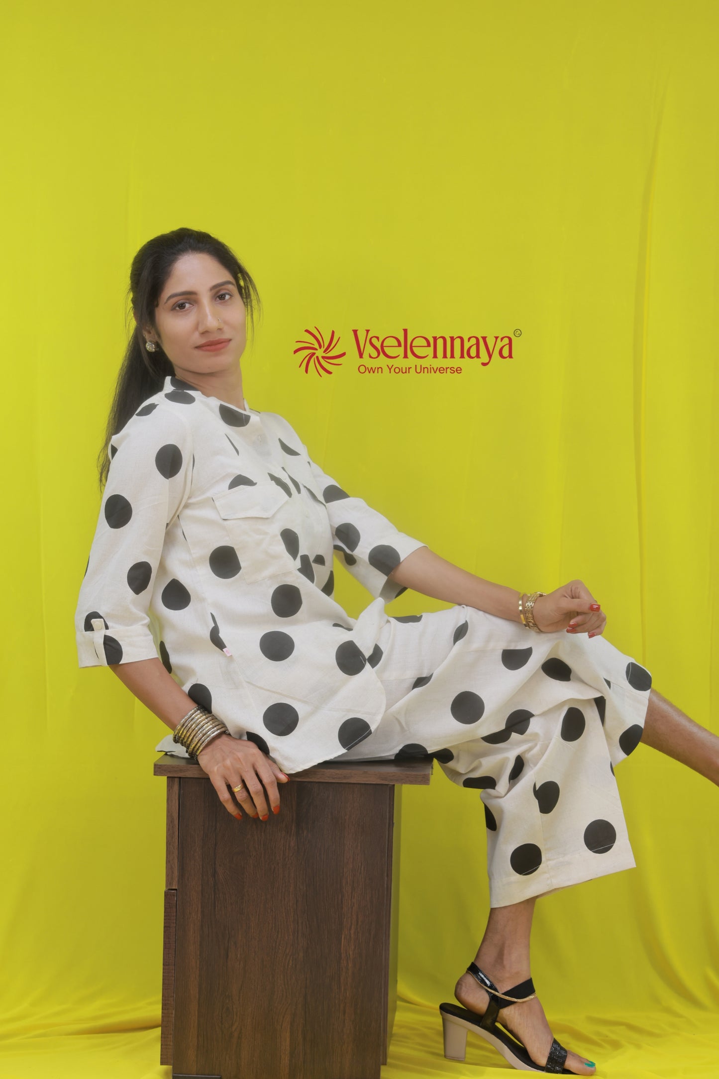 Polka Co-Ord set - Black