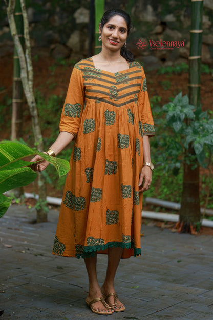 Gathered Dress - Mustard Yellow