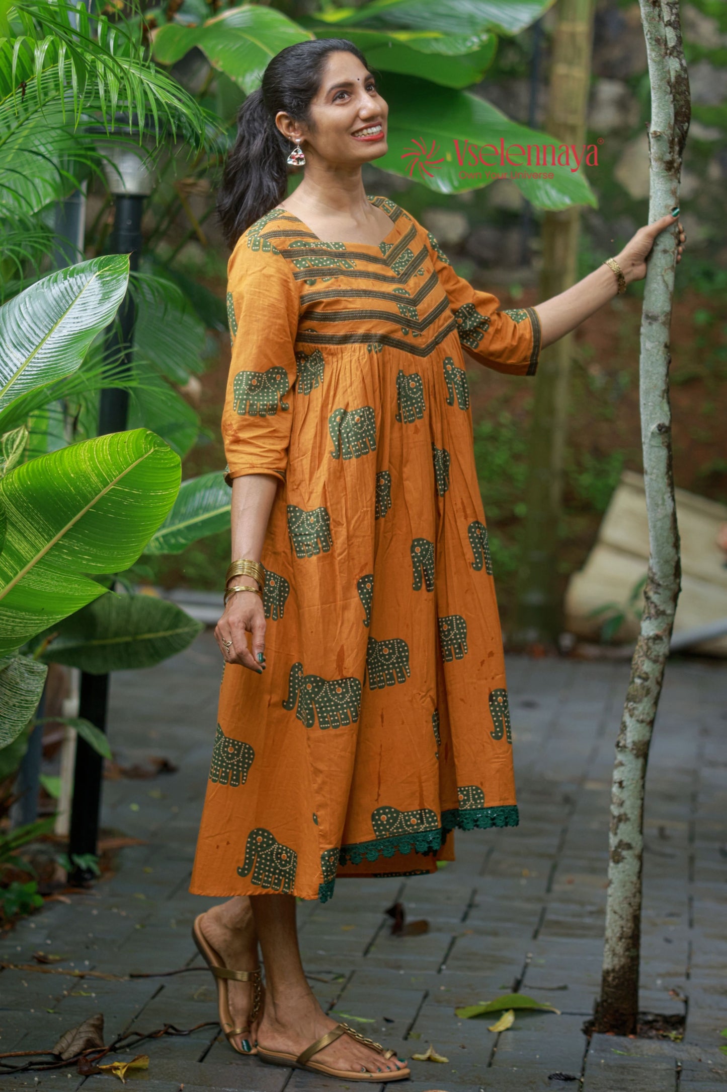 Gathered Dress - Mustard Yellow