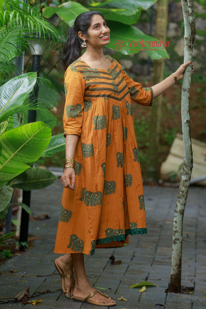 Gathered Dress - Mustard Yellow