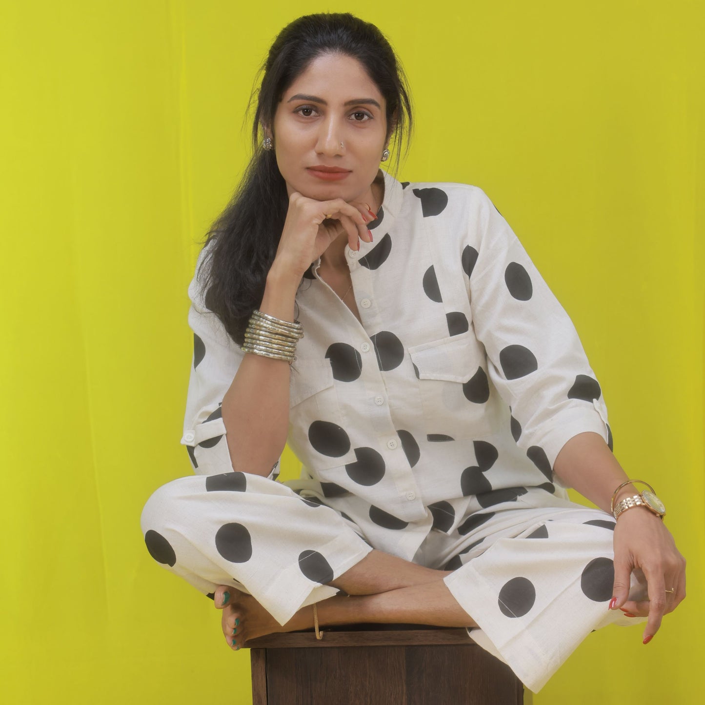 Polka Co-Ord set - Black