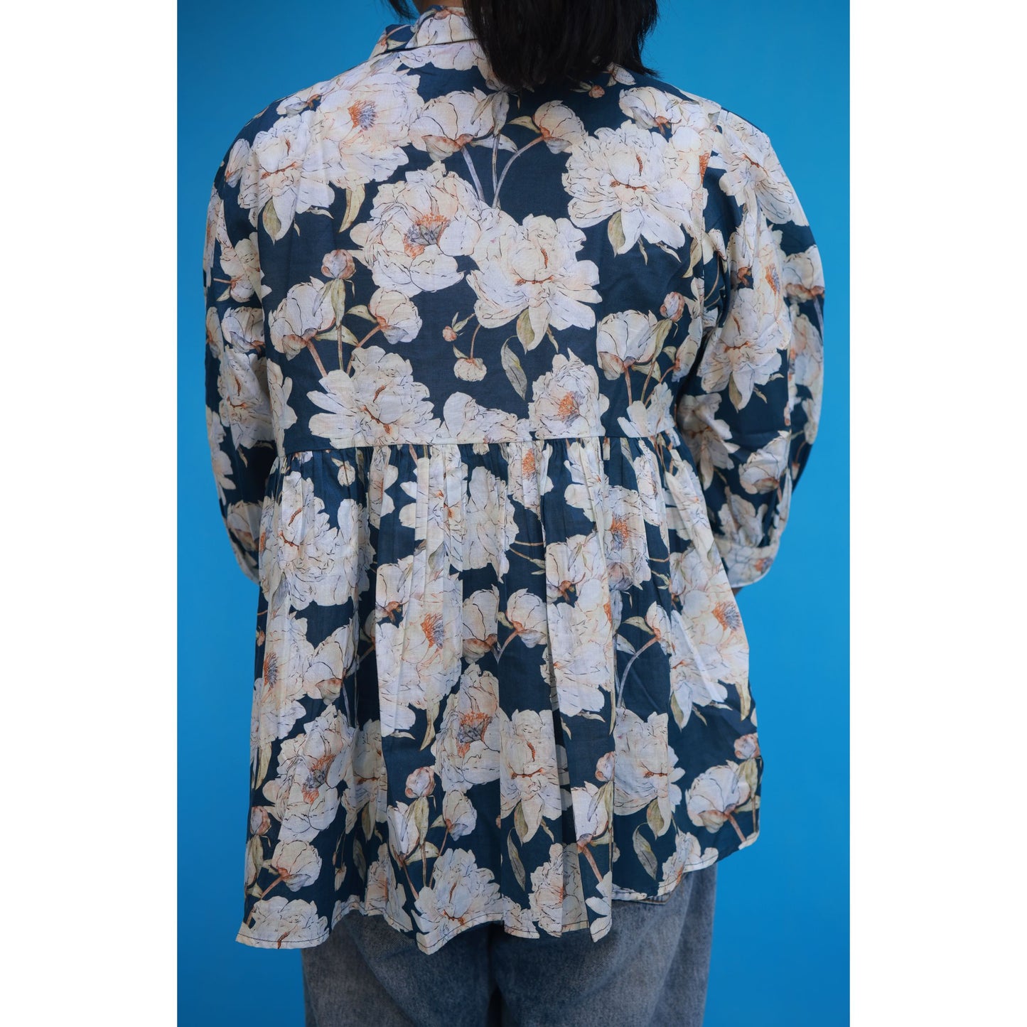 Gathered Shirt - Dark Teal Blue
