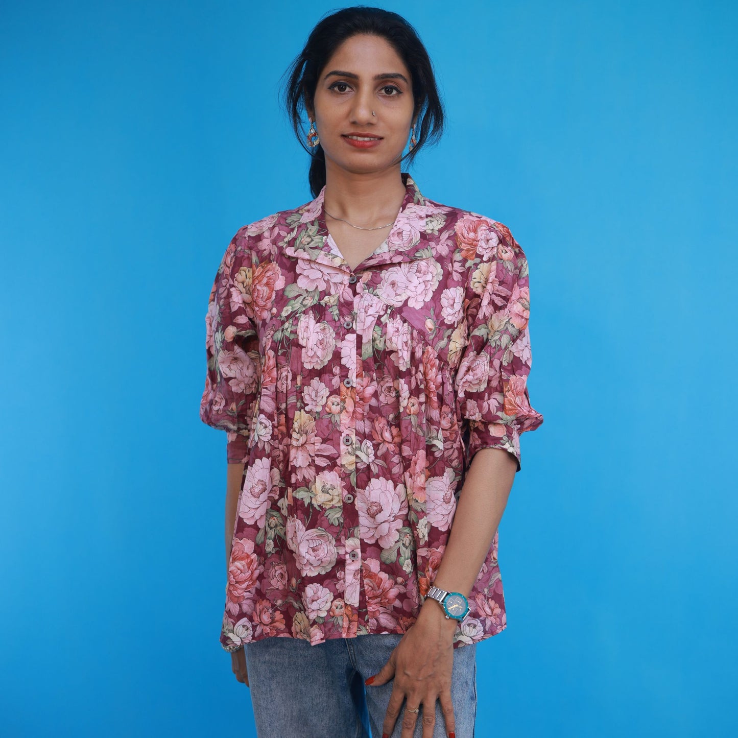 Gathered Shirt - Deep Mulberry Plum