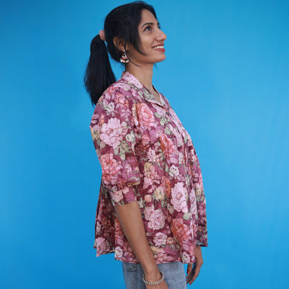 Gathered Shirt - Deep Mulberry Plum