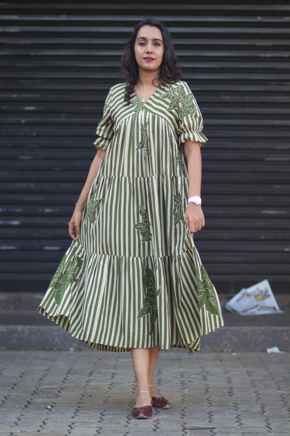 Tiered dress(Olive Green)