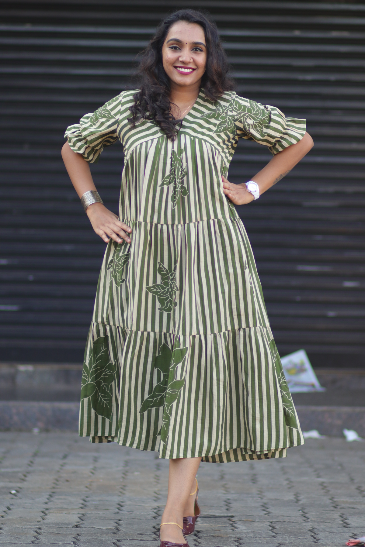 Tiered dress(Olive Green)