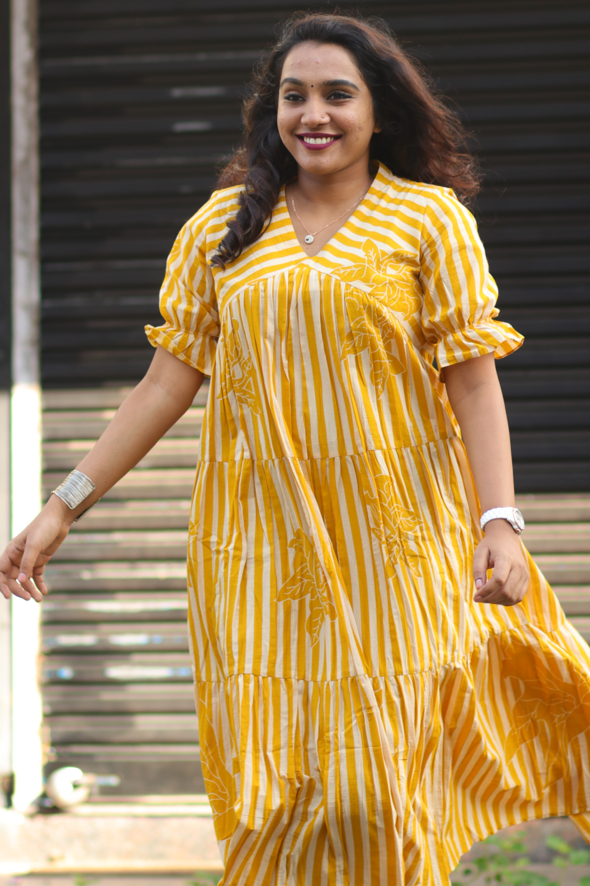 Tiered dress(Mustard yellow)